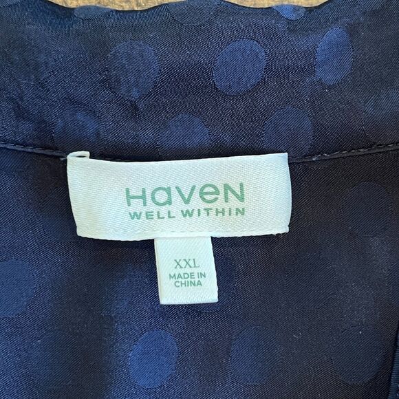 Haven Well Within Navy Blue Pajama Set XXL Polka Dot Lounge Sleep - Picture 5 of 8